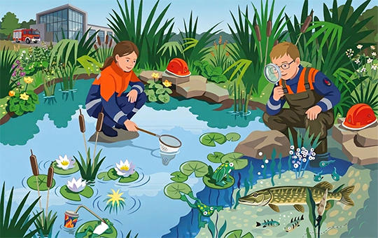 JF erkundet die Natur am Teich