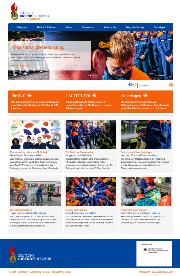 Screenshot DJF-Portal Ausbildung