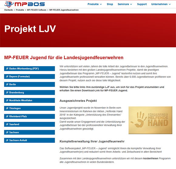 Screenshot MP Feuer Website